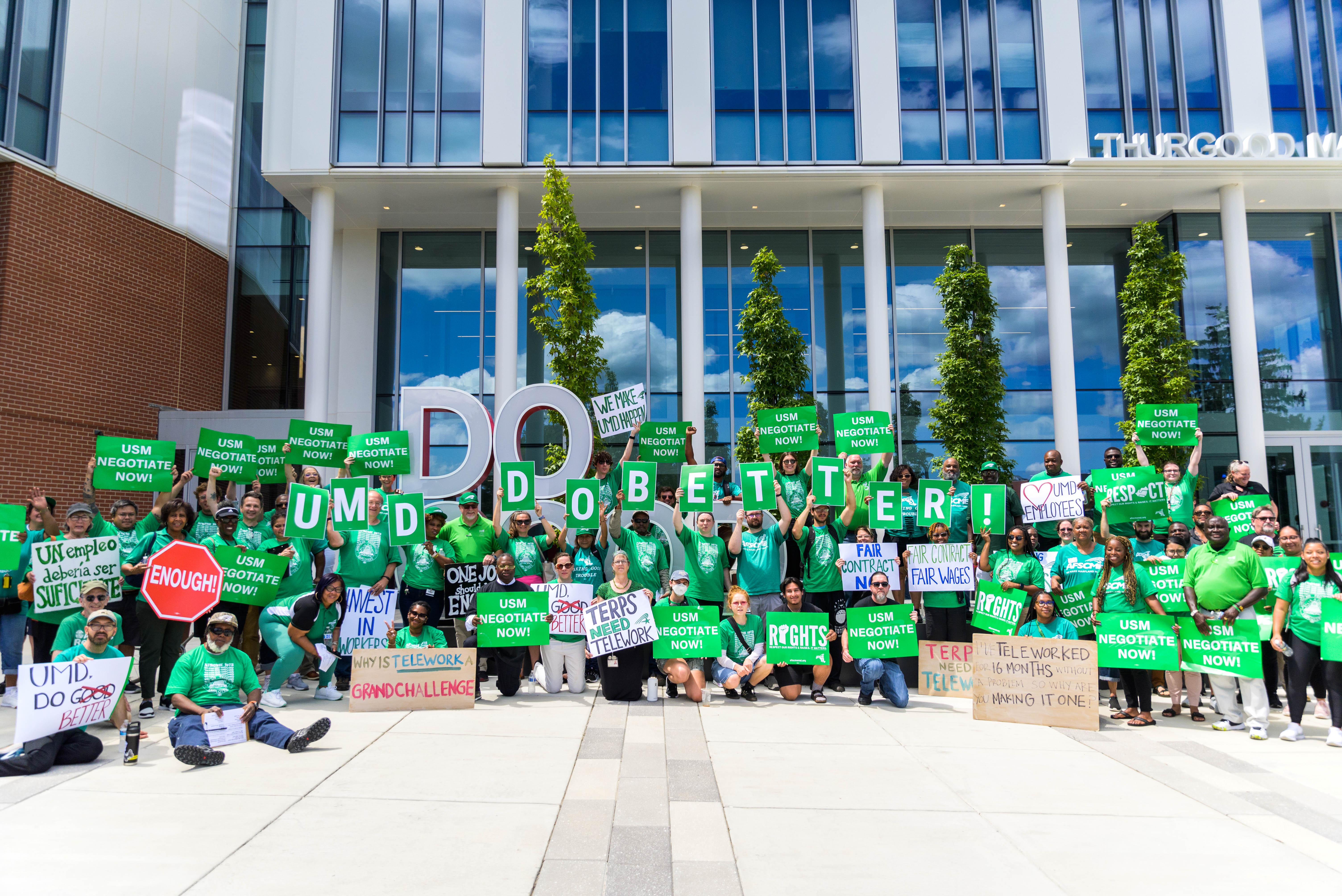 Workers at the University of Maryland College Park rally for better