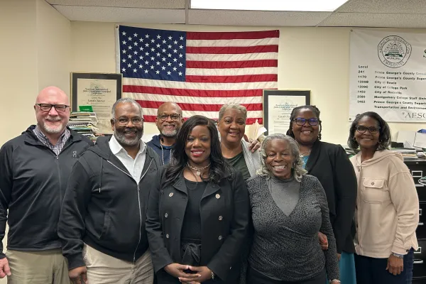 AFSCME members with candidate for Prince George's County Executive Aisha Braveboy