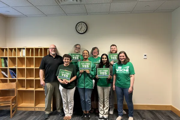 Members of AALWU celebrating their contract ratification along with AFSCME Maryland President Patrick Moran