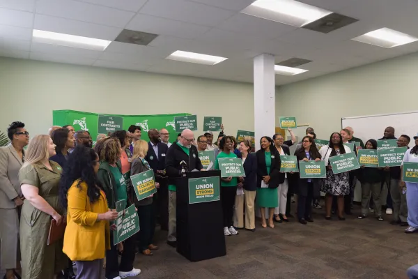 Candidates and members at the 2026 AFSCME Maryland Endorsements Press Conference