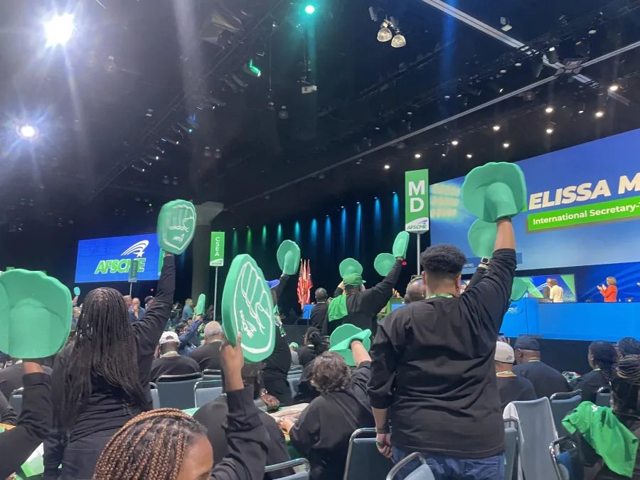 Members and staff rally at the AFSCME International Union convention in Los Angeles