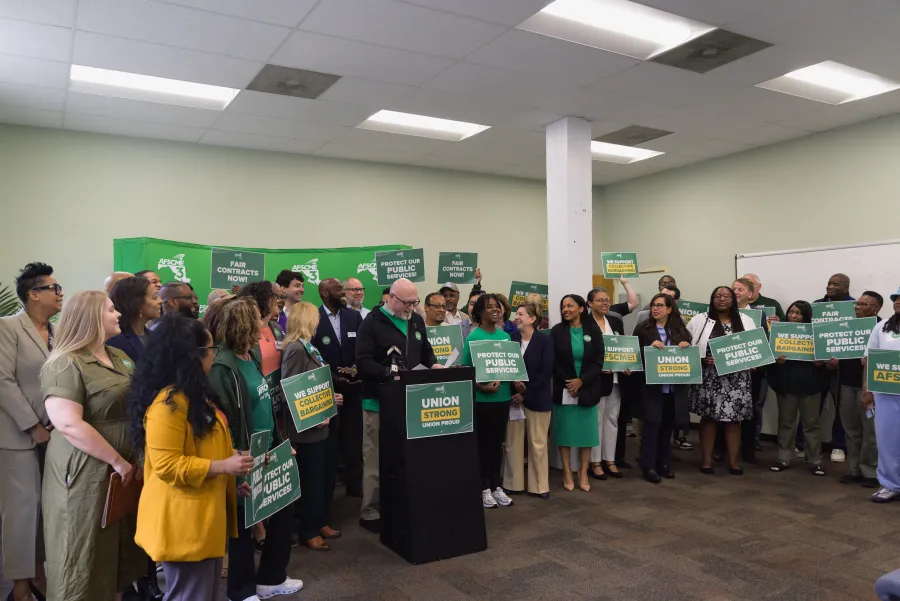 Candidates and members at the 2026 AFSCME Maryland Endorsements Press Conference
