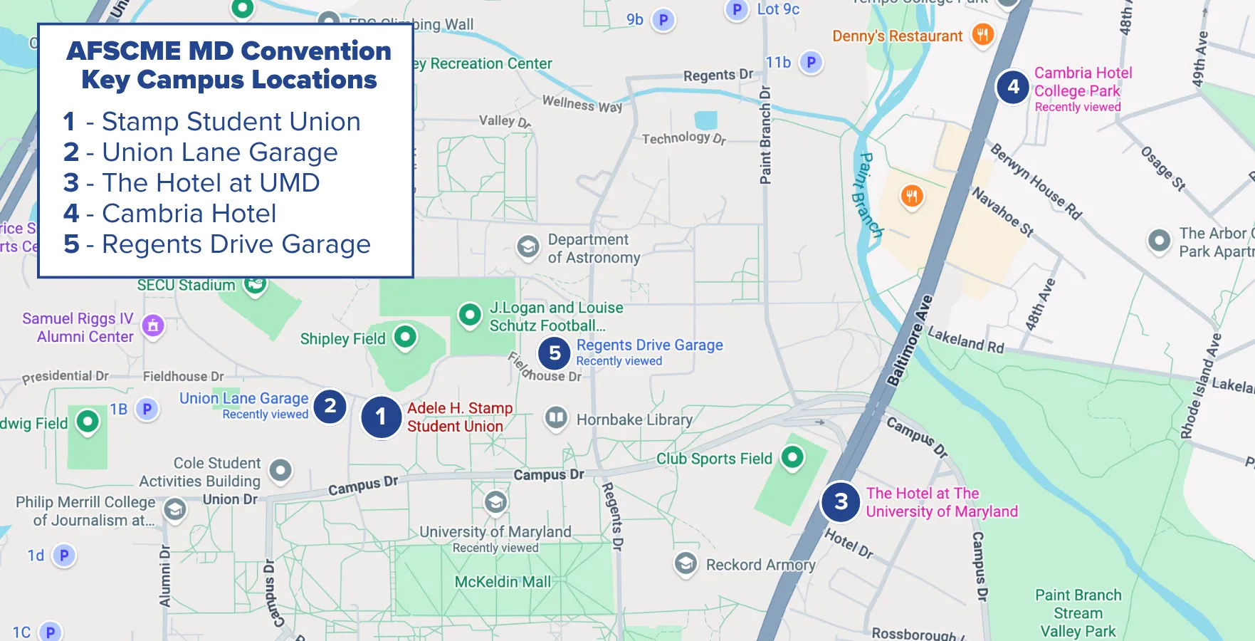 Map of UMD College Park campus