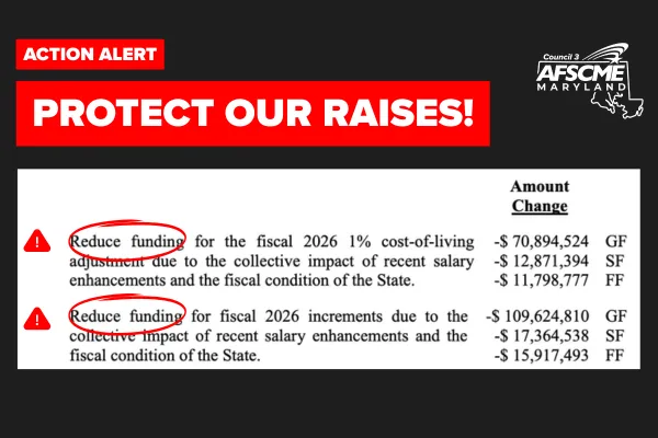 Screenshot of DLS recommendations to remove funding for raises for AFSCME members