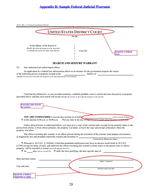 Example of Judicial Warrant